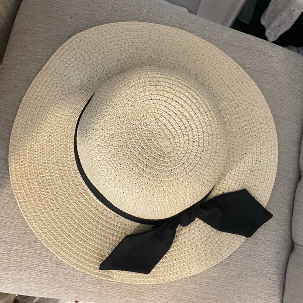 Breathable‎ Straw Summer Boating Hat with Black Bow